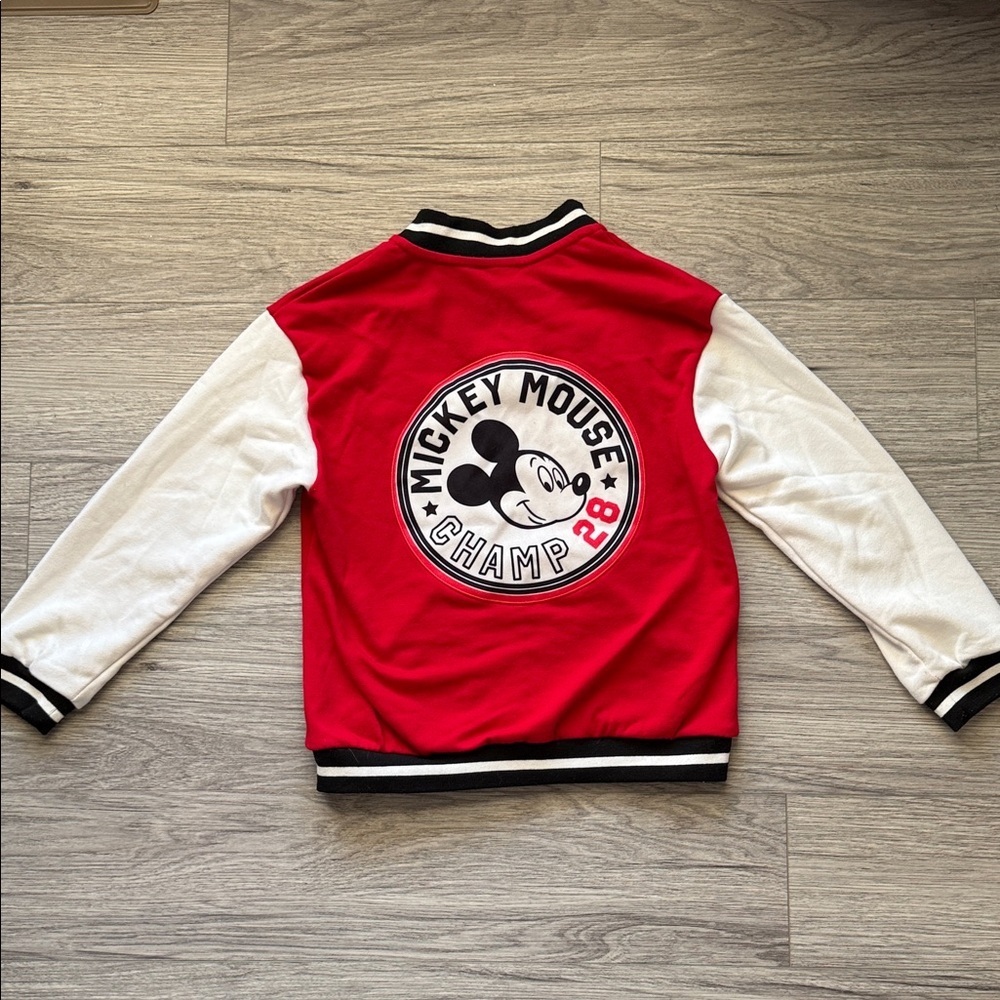 Disney Red and White Mickey Mouse Letterman Thin Jacket Size 9/10 - Picture 5 of 6